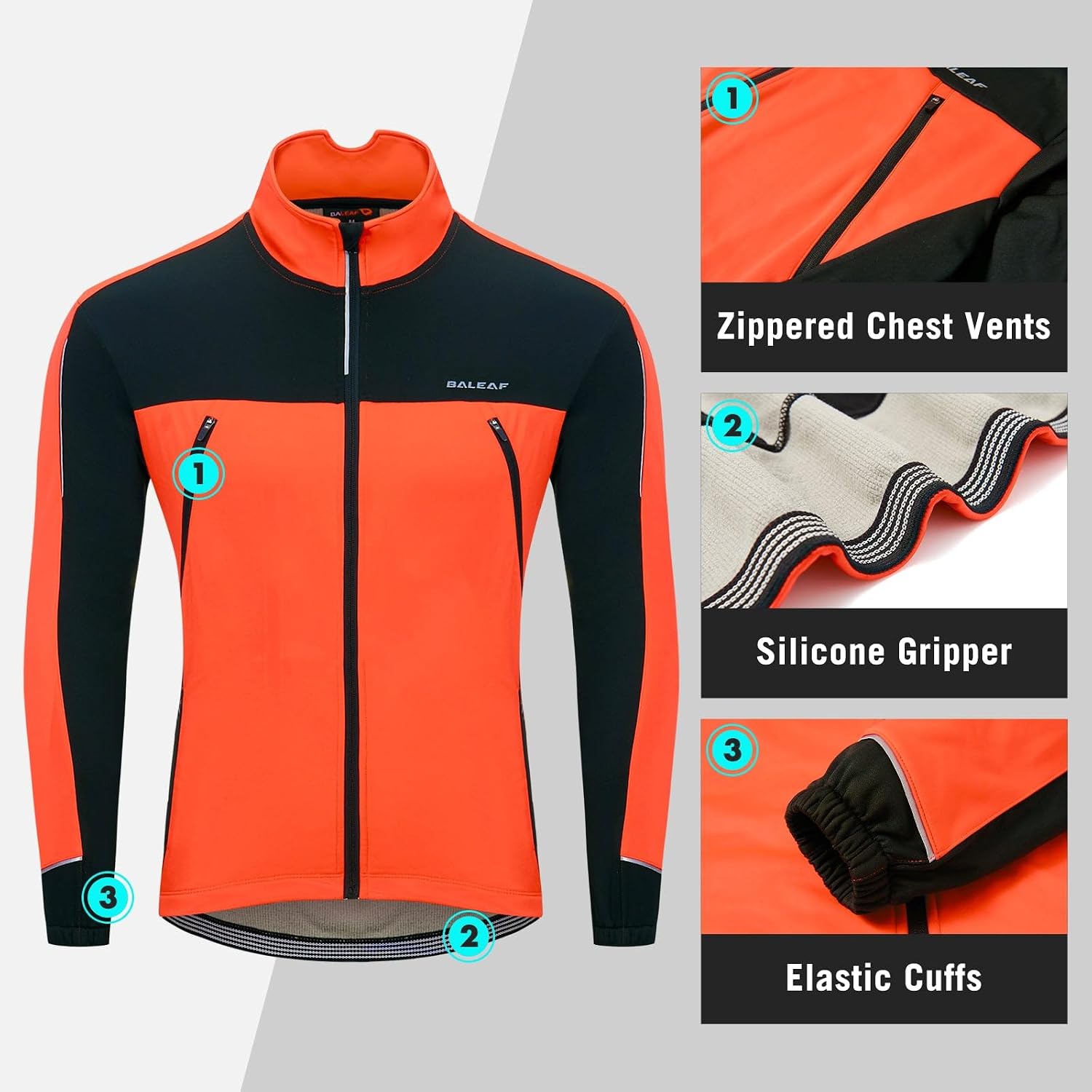 baleaf Men's Cycling Winter Jacket Windproof Softshell Thermal Warm Pockets