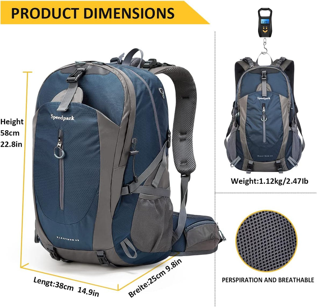 SPEEDPARK 40L Hiking Backpack, Lightweight Camping Daypack with Rain Cover