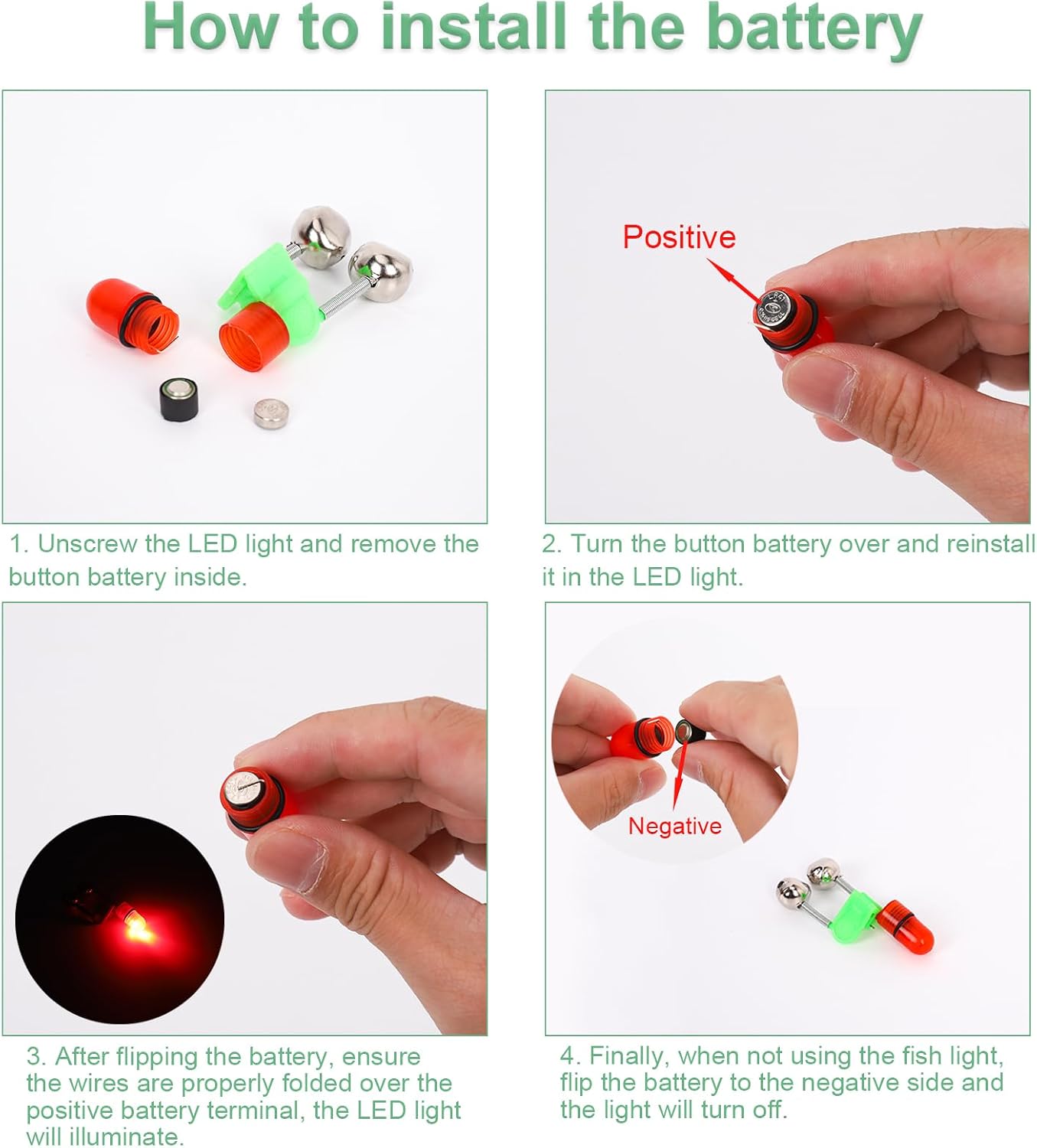OHOH LED Night Fishing Rod Bite Bait Alarm Light with Twin Bells Ring Fishing Bite Alarm Indicator On Fishing Rod