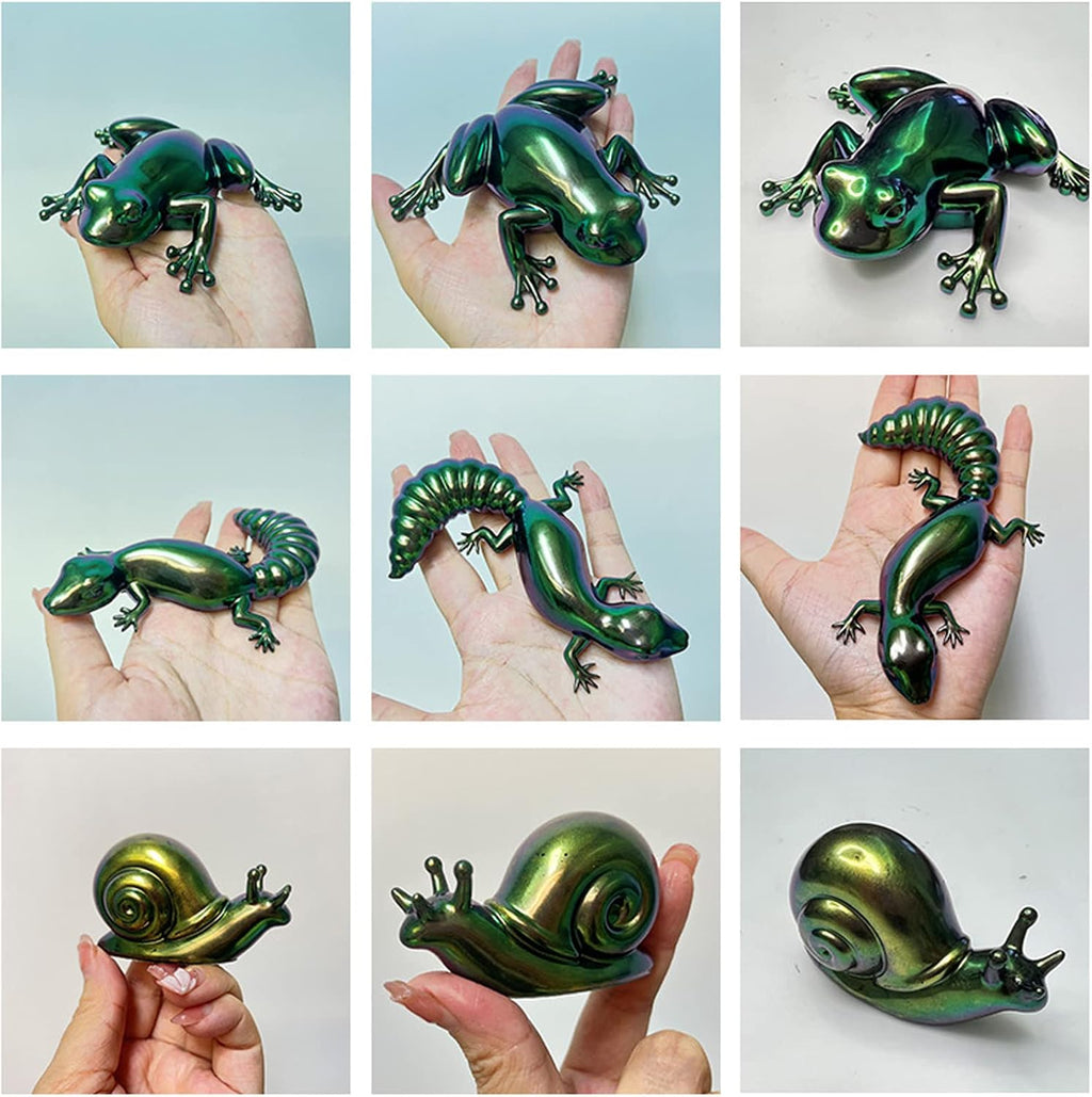 4Pcs Animal Resin Molds, 3D Lifelike Lizard Frog Snail Shapes Silicone Moulds for Resina Casting,Animal Ornament Mold for Epoxy Resin, DIY Keychains Pendants,Wall Desktop, Cabinets Decor