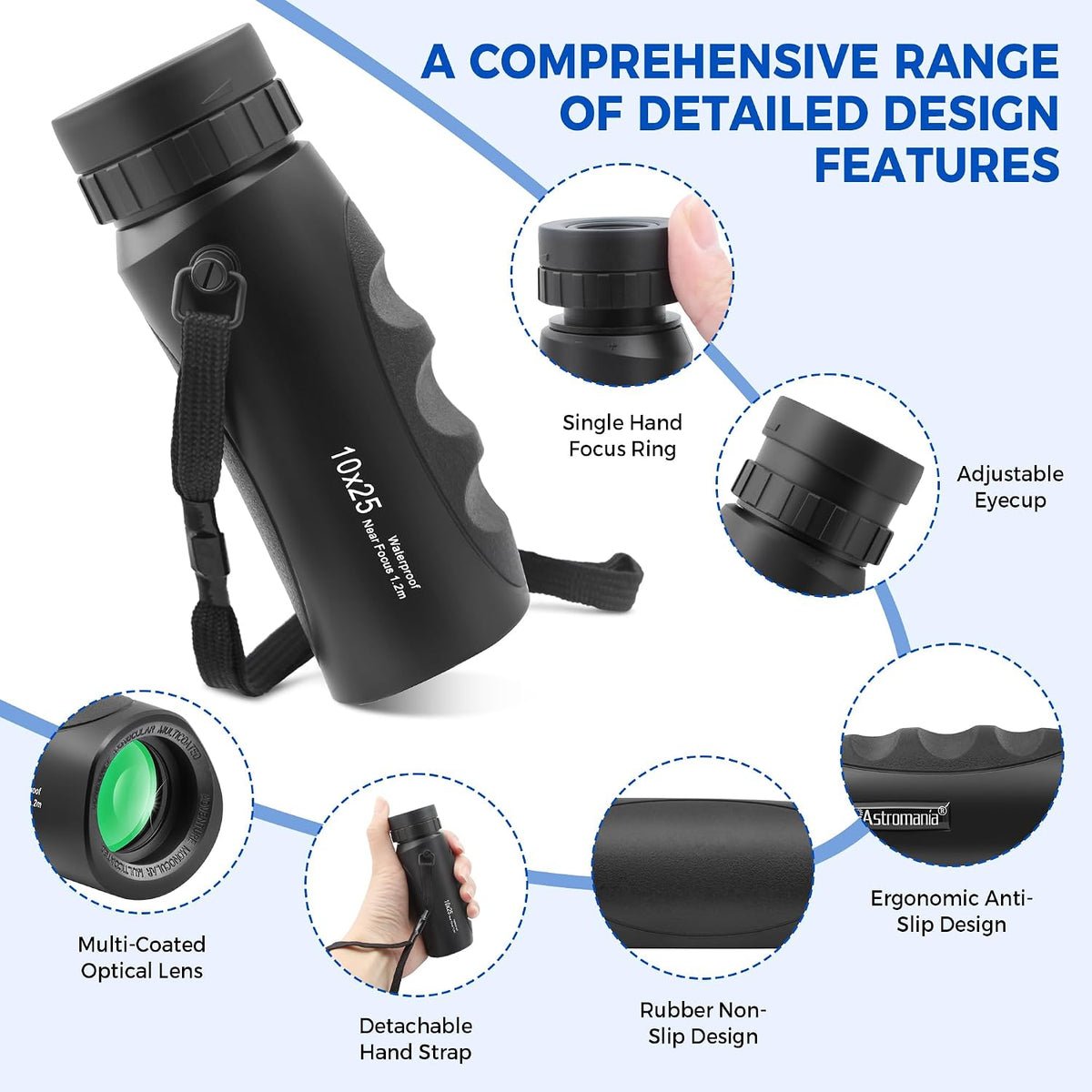 Astromania Monocular Telescope High Power Compact Monocular for Adult 10x25