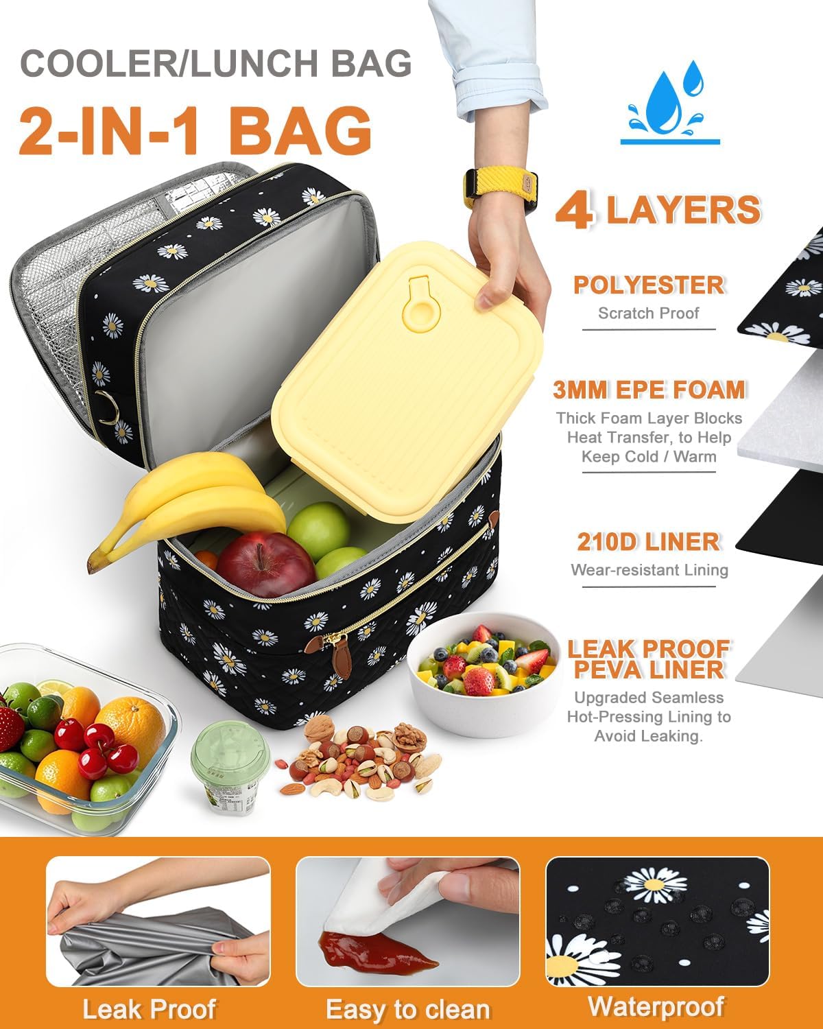 Capolo Lunch Bag for Women Men Insulated Lunch Tote Leakproof Lunchbox Bags