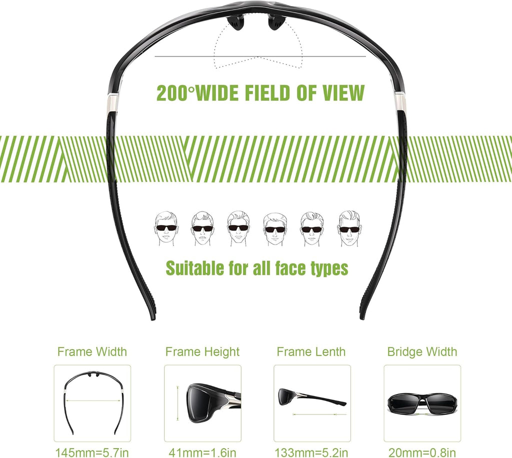 Polarized Sports Wrap Around Sunglasses Men Fishing Running Golf
