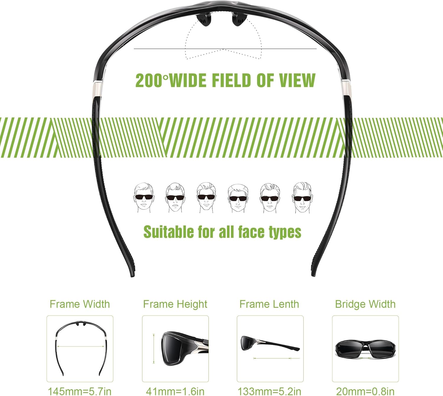 Polarized Sports Wrap Around Sunglasses Men Fishing Running Golf