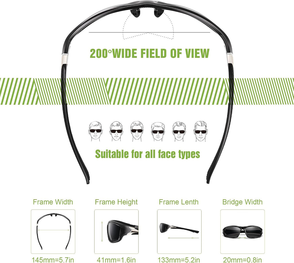 Polarized Sports Wrap Around Sunglasses Men Fishing Running Golf