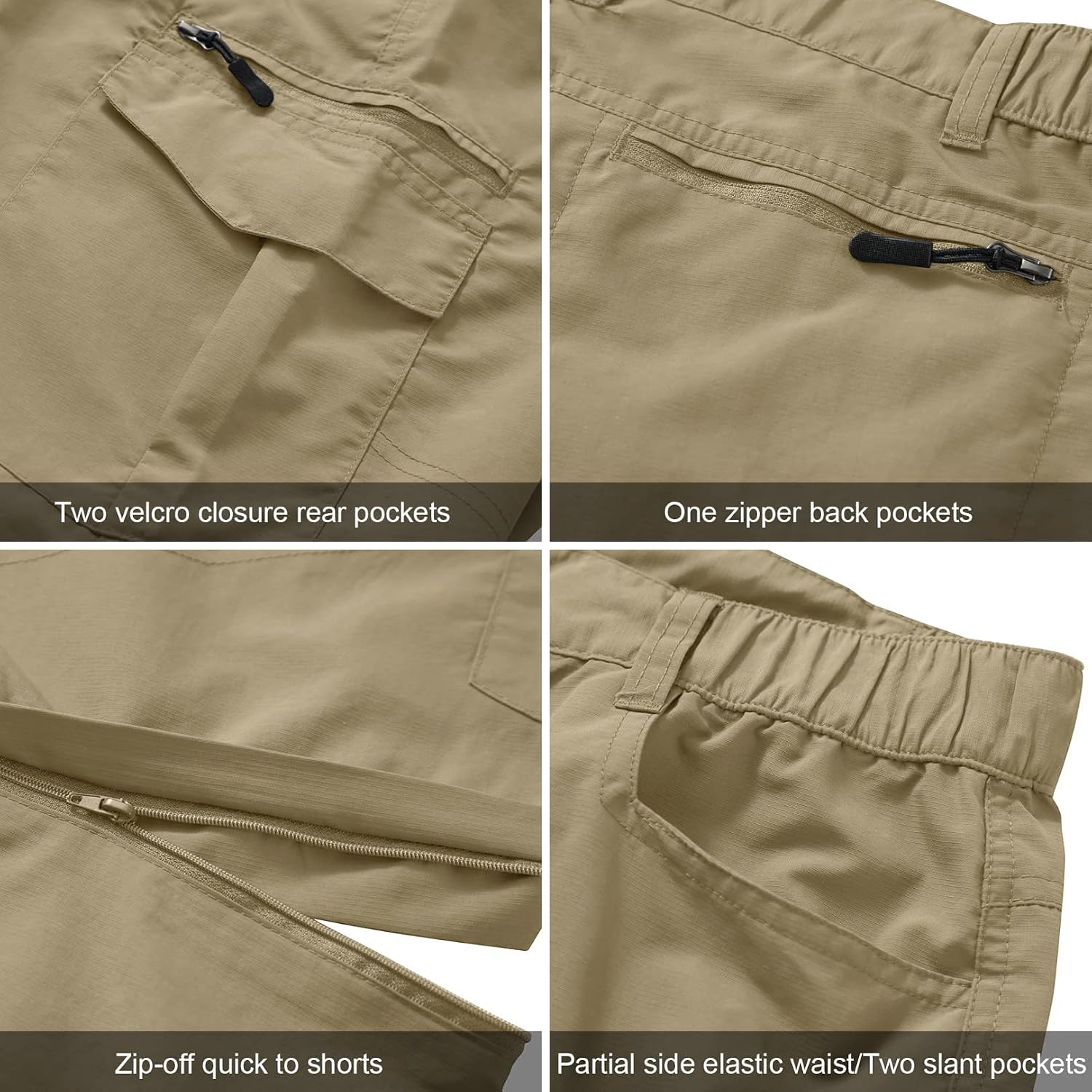 linlon Boy Scout Pants Hiking Mens Convertible Zip Off Safari Fishing