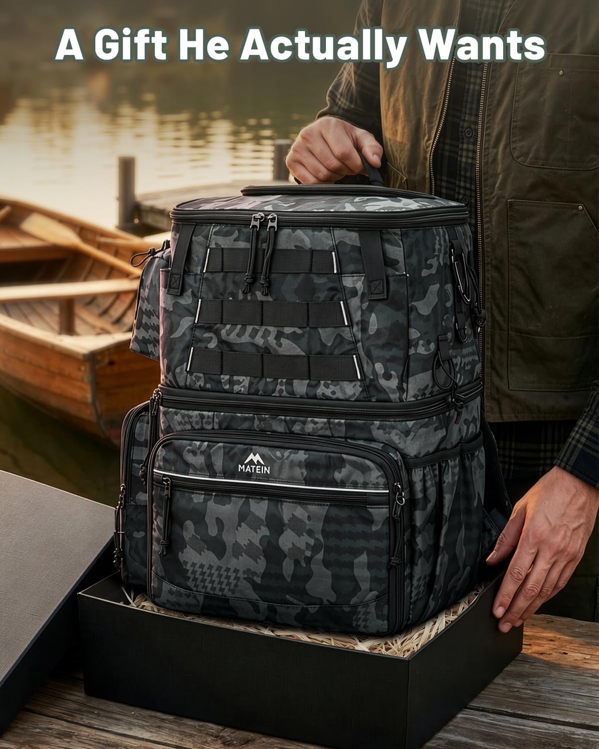 MATEIN Fishing Backpack with 4 Tackle Boxes, Fishing Bag with Rod Holder