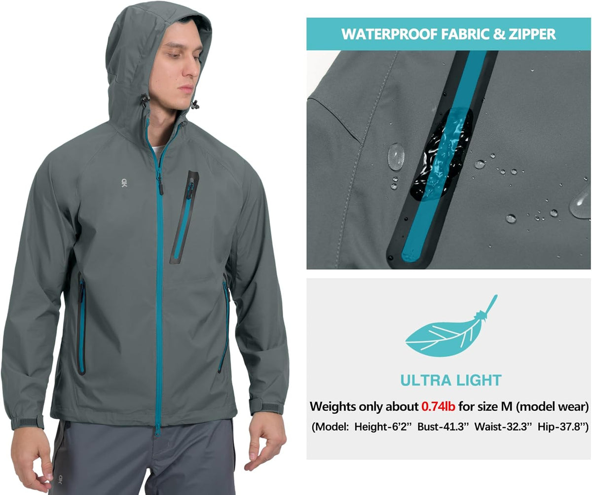 Little Donkey Andy Men's Waterproof Rain Jacket Outdoor Raincoat for Hiking