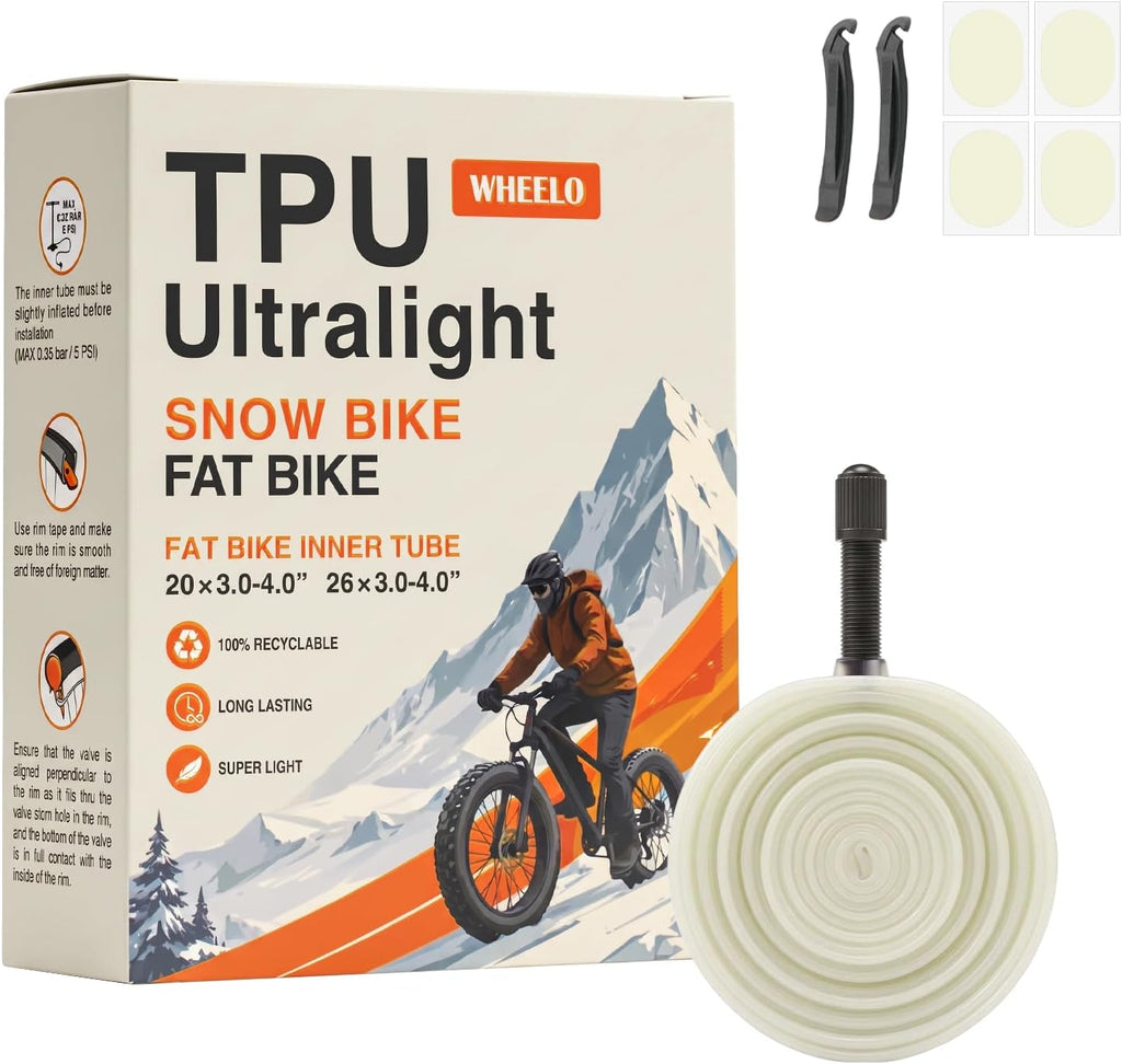 20/26x4.0 Inch Fat Bike Tube, TPU Heavy Duty Inner Tube for Fat & E-Bikes