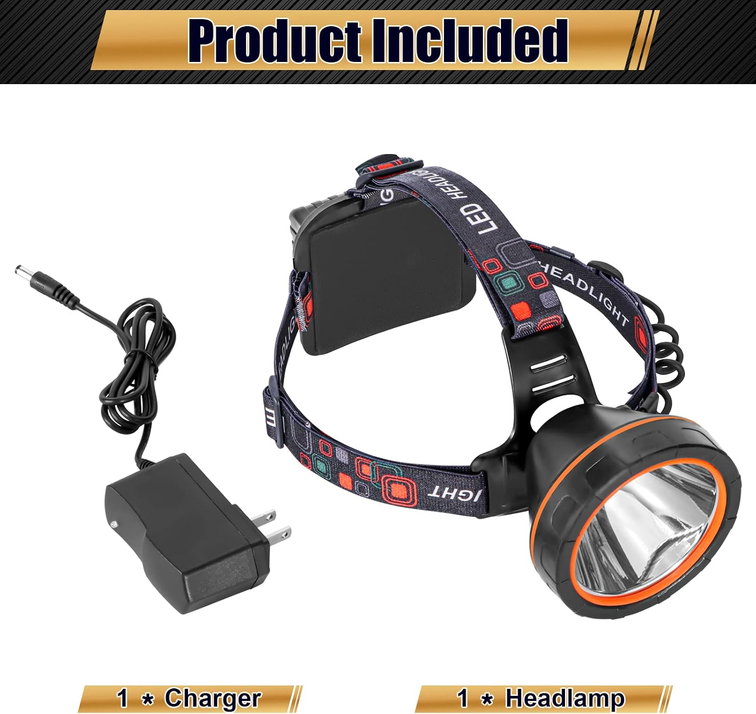 LED Rechargeable Headlamp, Super Bright Waterproof Headlight Spotlight, Hard Hat Flashlight for Coon Hunting, Fishing, Camping, Hiking, Dog Walking, Outdoor Running, Emergency Work Lighting