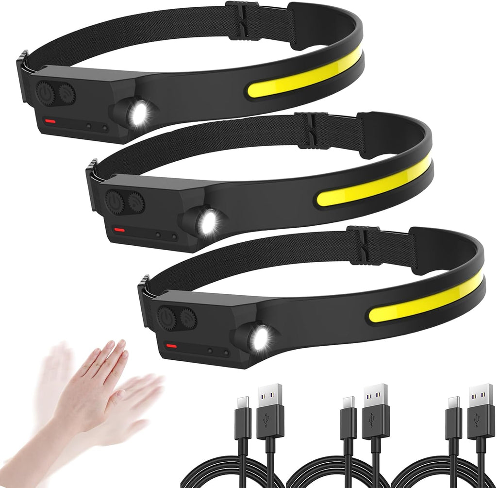 LED Headlamp Rechargeable with Motion Sensor Lamp Head light Ultra Bright