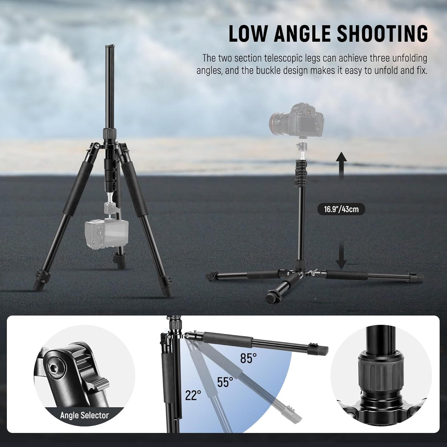 NEEWER Photography Light Stand, 1.5-6.4ft/47-195cm Reversible Aluminum