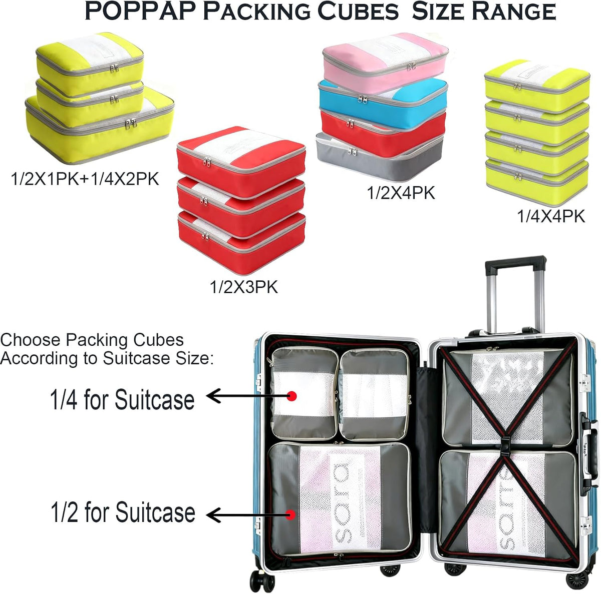 Packing Cubes for 28" Suitcase Travel Luggage Organizers - Travel Organizer Bags Luggage Clothes Accessories Storage Carry on Suitcase Packing Pouches Bag For Men Women Kids 1/3X3PACK