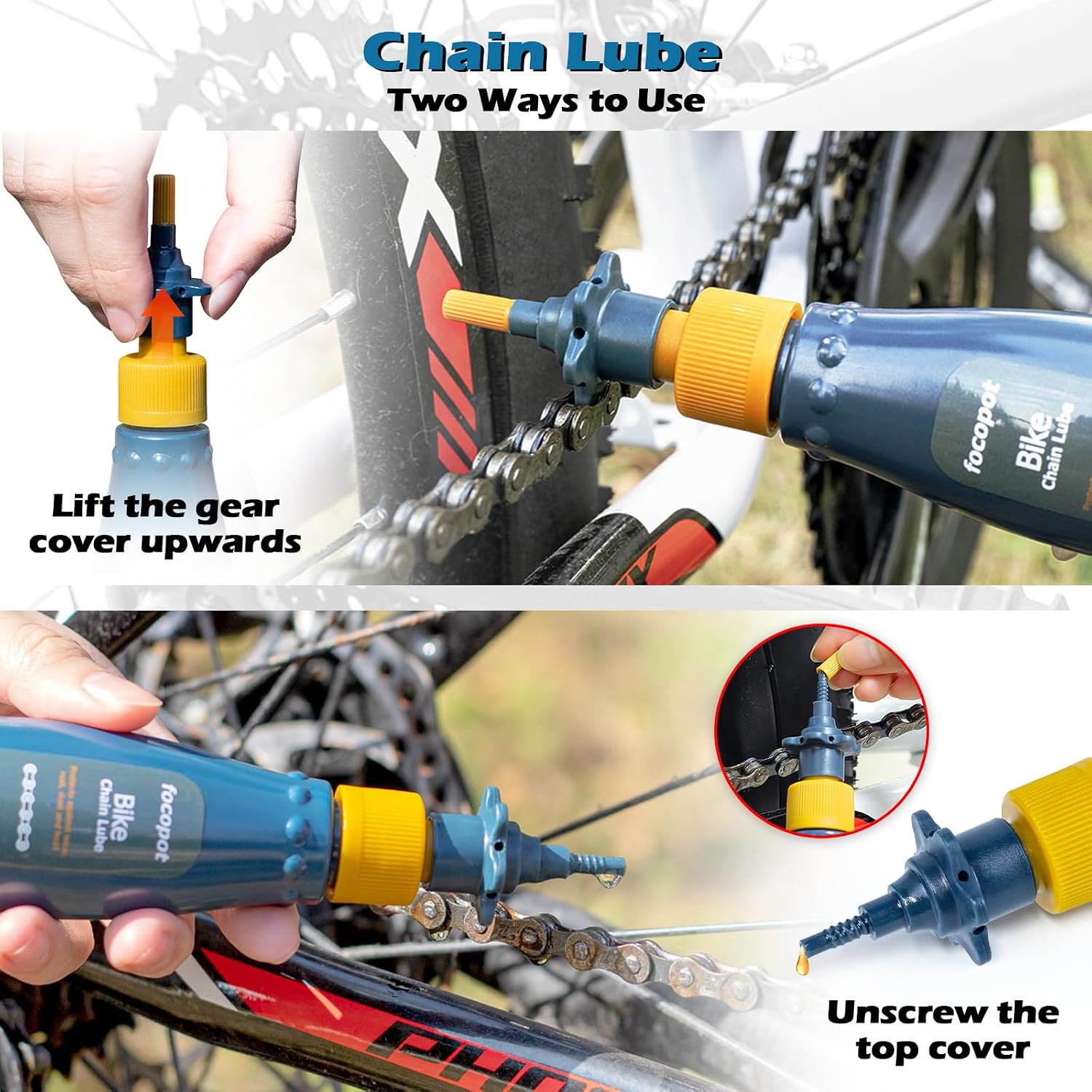 focopot Bike Cleaning Kit with Bike Cleaner(25 oz),Scrubber,Degreaser,Lube