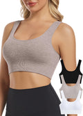Chilylori Seamless Sports Bras for Women Pack of 3 Ribbed Sports Bra Tops