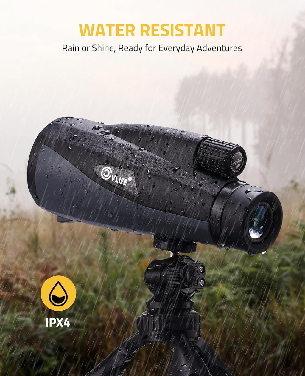 CVLIFE 12x60 Monoculars for Adults High Powered with Smartphone Adapter, BAK4 Prism FMC Lens, Tripod & Hand Strap Included, Monocular Telescope for Bird Watching Hiking Travel