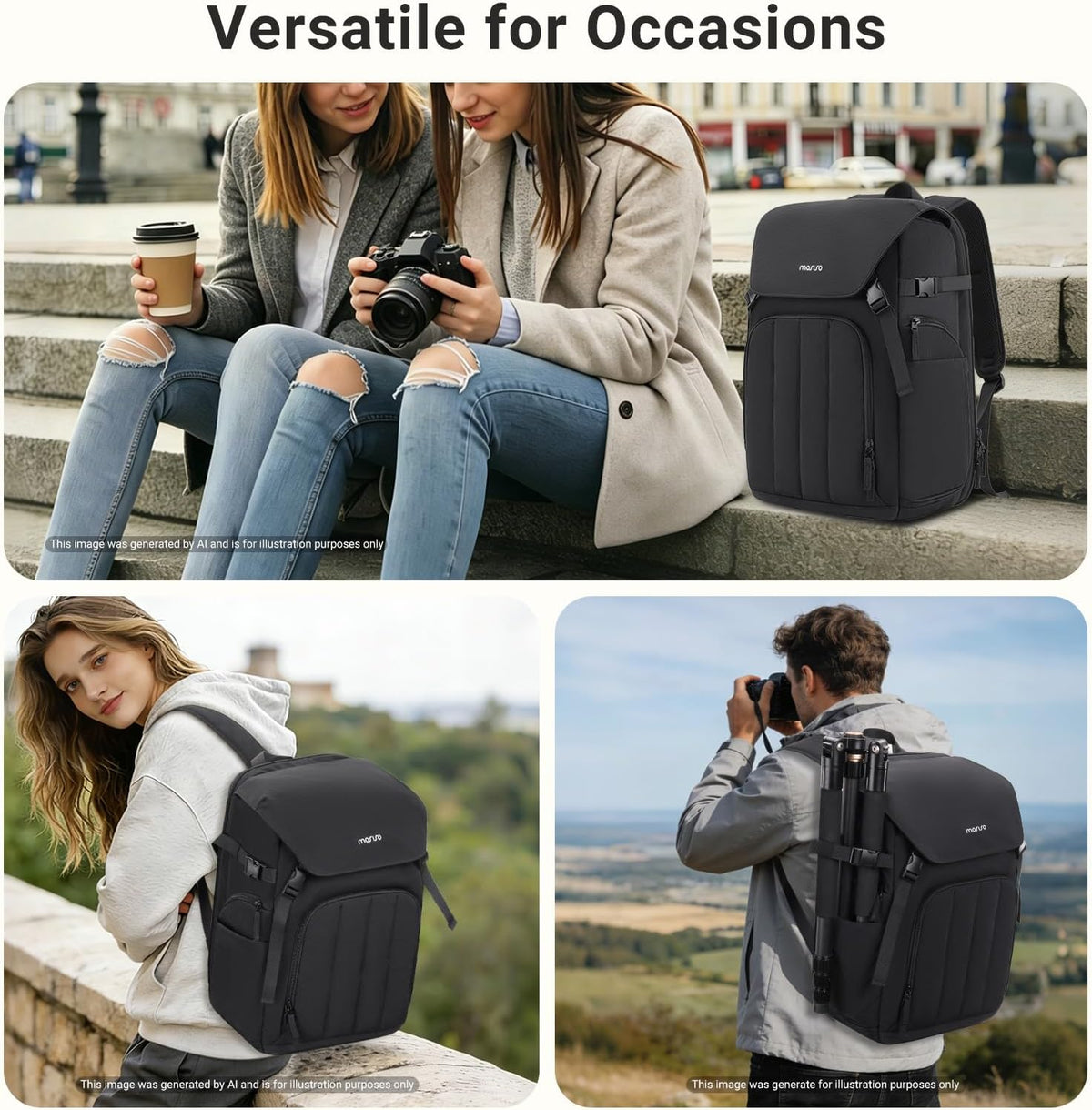 MOSISO Camera Bag, DSLR/SLR/Mirrorless Photography Backpack, Black