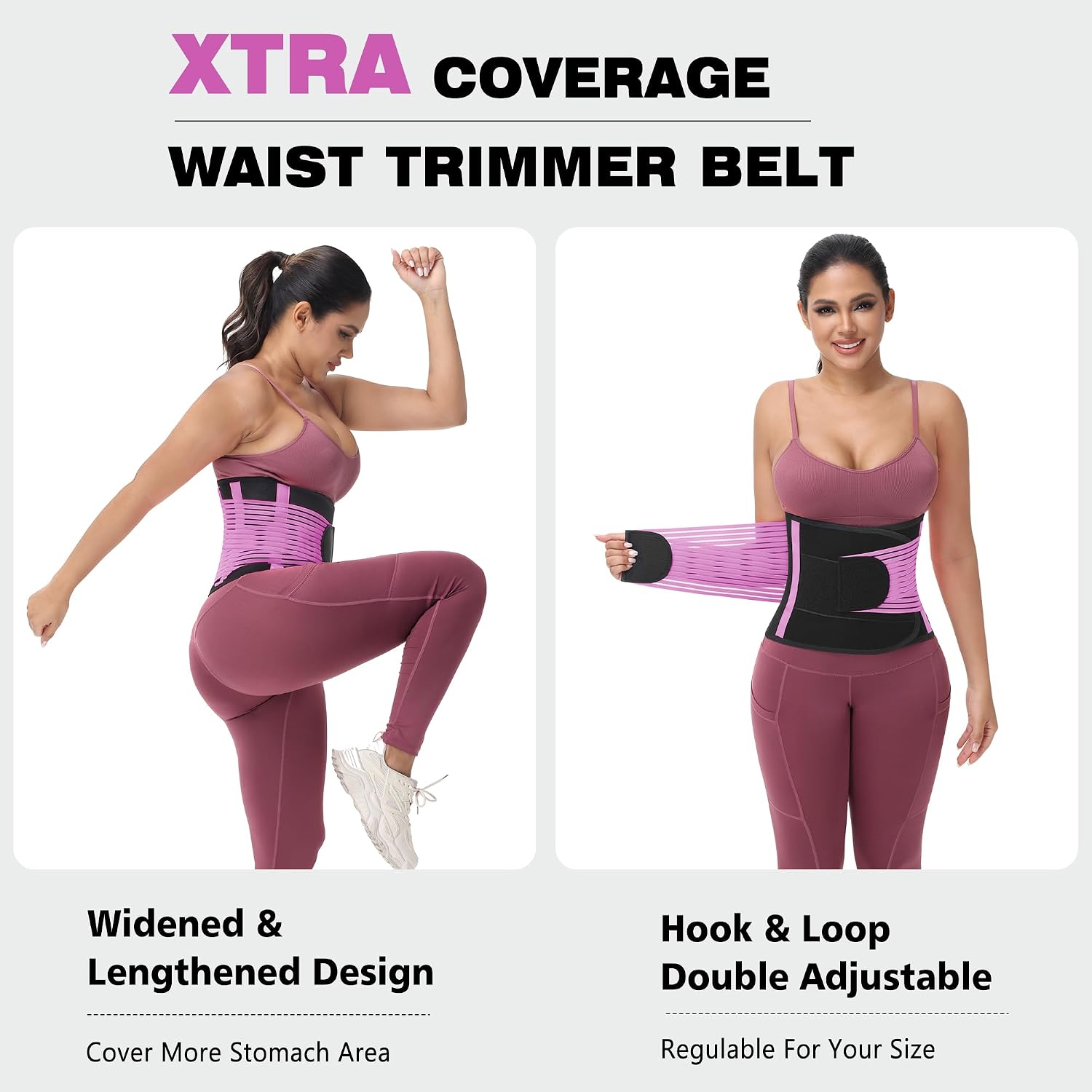 KOOCHY Waist Trainer For Women Men,Adjustable Sweat Band Tummy Control Belt,Waist Trimmer for Weight Loss Workout Fitness Gym