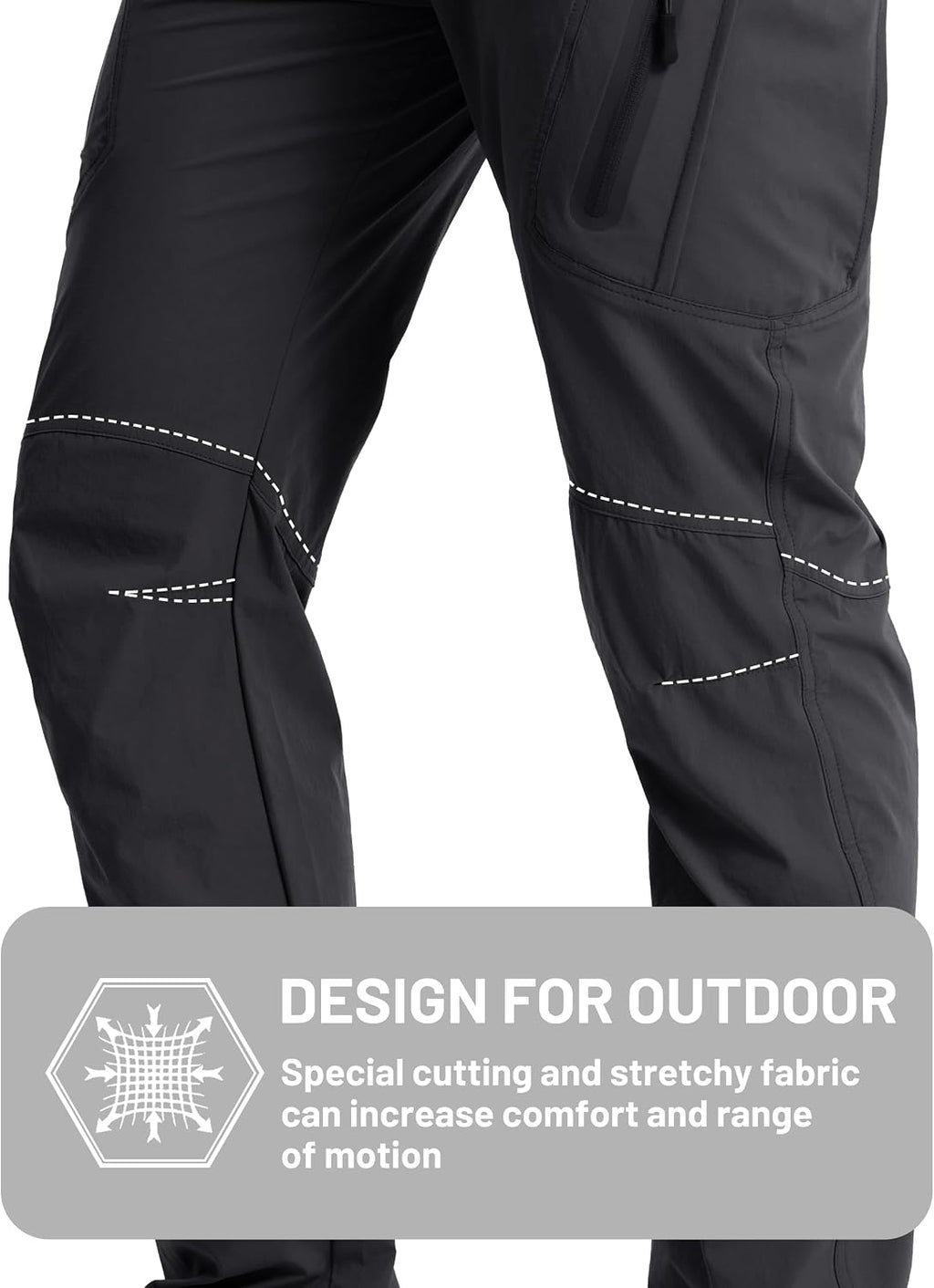 TACVASEN Men's Lightweight Hiking Tactical Pants Waterproof Quick Dry Cargo Work Rain Outdoor Pants 8 Pockets