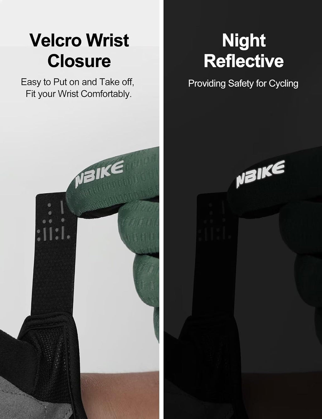 INBIKE Cycling Gloves for Men Women, Shock-Absorbing Memory Gel Padded Biking Gloves, Bicycle Breathable Touchscreen Reflective Full Finger Bike Gloves