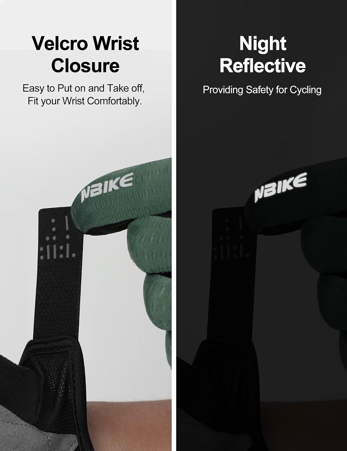 INBIKE Cycling Gloves for Men Women, Shock-Absorbing Memory Gel Padded Biking Gloves, Bicycle Breathable Touchscreen Reflective Full Finger Bike Gloves