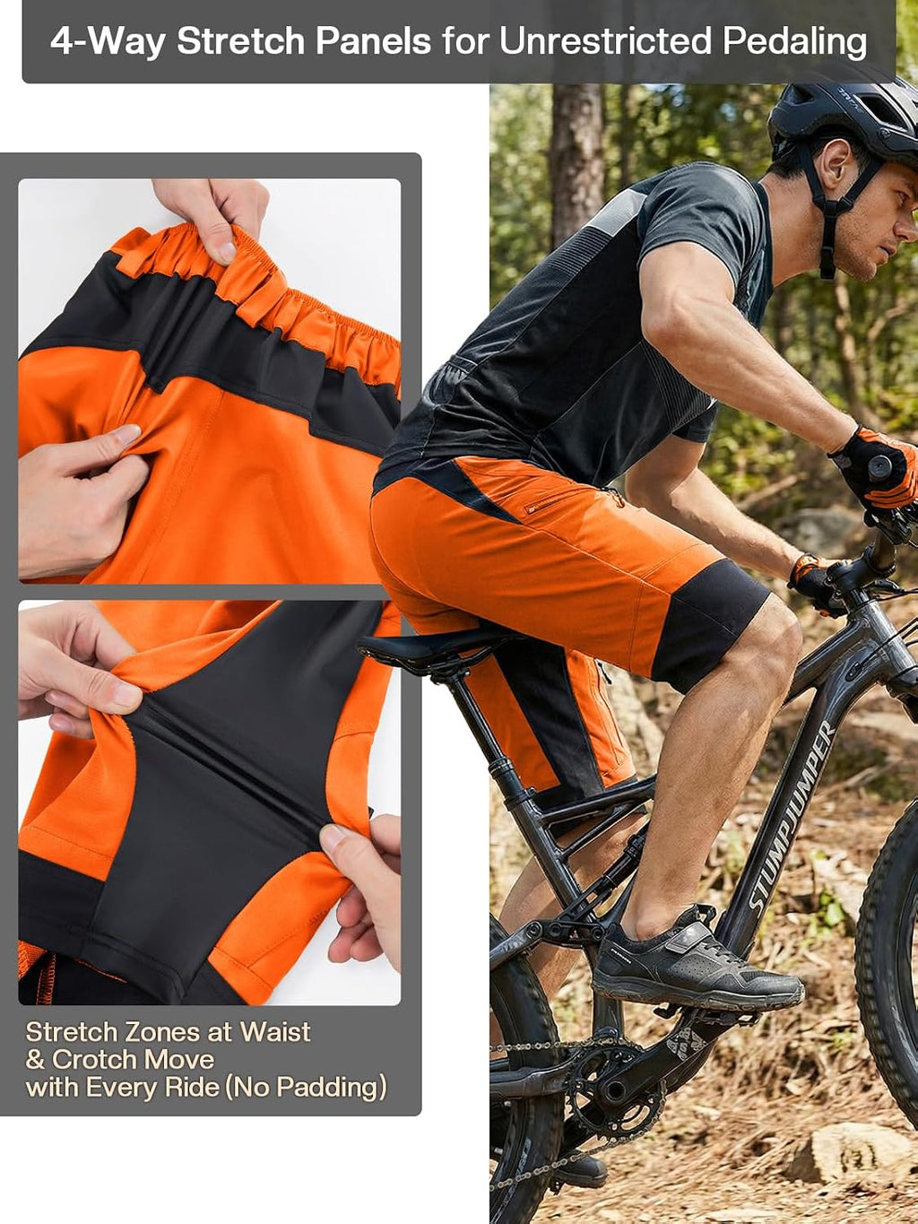 ARSUXEO Men's Loose Fit Cycling Shorts Mountain Bike Shorts Water Ressistant 1903