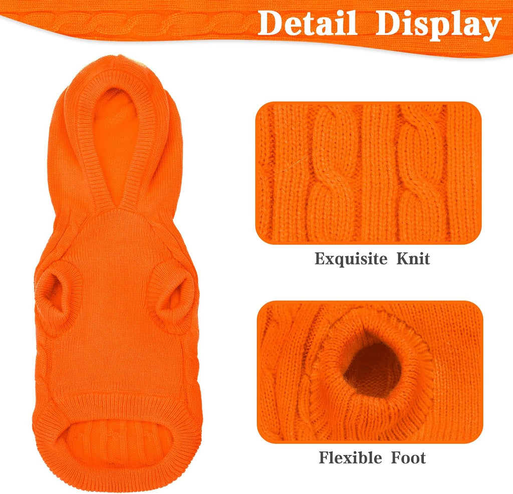 PUPTECK Winter Dog Cat Sweater Coat - Soft Cold Weather Clothes Knitwear for Kitties &amp; Small Dogs Indoor Outdoor Walking Warm, Knitted Classic for Doggies Kitties Girls Boys, Orange M