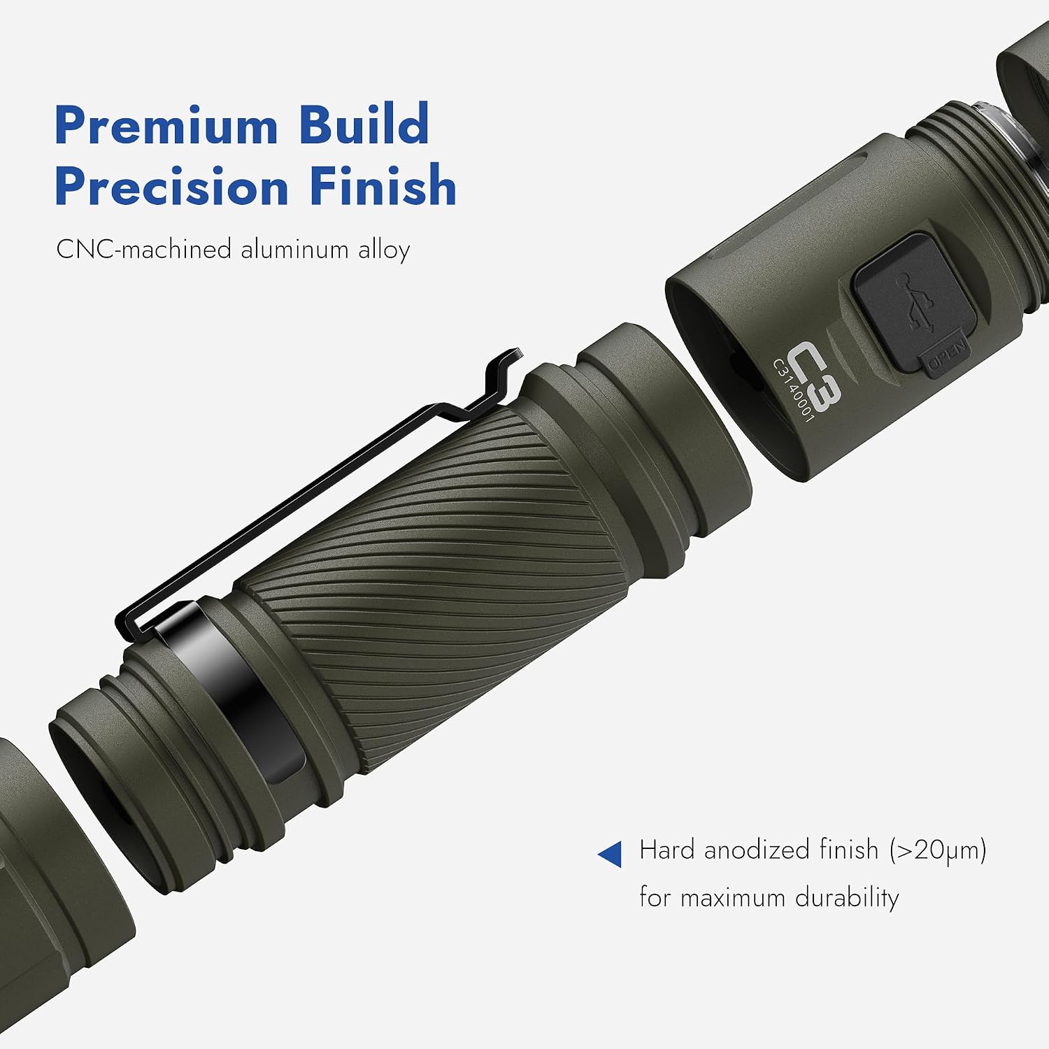 WUBEN C3 Flashlight 1200 High Lumens 6 Modes Rechargeable Flashlights