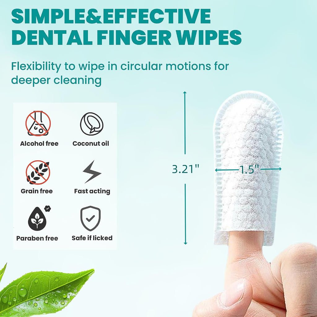 MEDUWEDU Dental Care Finger Wipes 120 Counts,Teeth Cleaning Finger Wipes for Dogs & Cats,Reduces Plaque & Supports Oral Freshness, Coconut Scent
