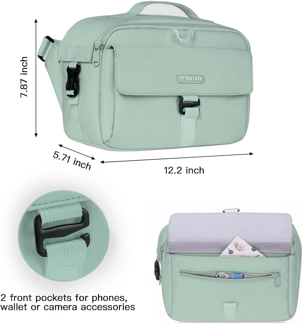 MOSISO Camera Shoulder Bag Camera Case Crossbody Sling Purse, Antique Green