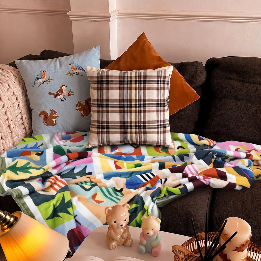 Camping Gifts Blanket for Women Men,Happy Campers RV Owner Campsite Travel Hiking Birthday Gifts Fleece Flannel Throw Blanket for Home Living Room Couch Bed Chair Dorm Decor 60x50