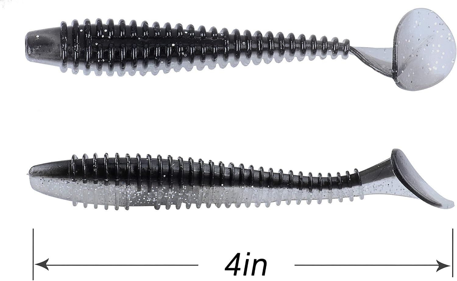 RUNCL Swimbaits Paddle 10/20/30/40PCS, 5/4/3/2 Inchs Paddle Tail, Soft Lure for Trout Crappie Bass, Durable Plastic Bait Swimmer for Saltwater/Freshwater, Fishing Lover's Gift
