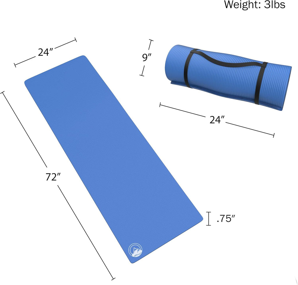 Foam Sleeping Pad for Camping - 0.75-Inch-Thick Waterproof Sleep Pad with Carry Straps for Cots, Tents, or Sleepovers by Wakeman Outdoors
