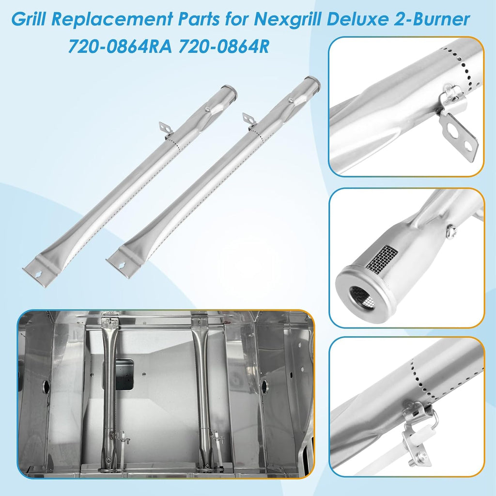 Replacement Parts Kit for Nexgrill Deluxe 2 Burner 720-0864R 720-0864RA 720-0864BA, Grill Parts Kit for Expert Grill 720-0864T, Grill Grate Kit for Nexgrill Replacement Parts 2 Burner