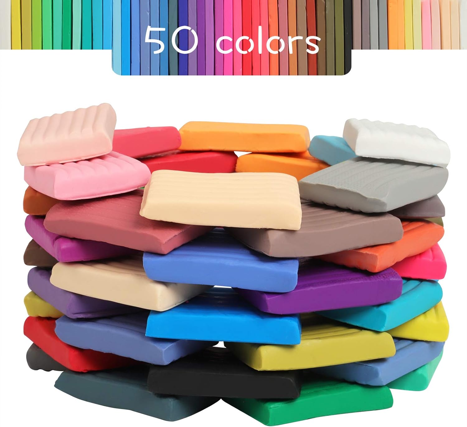 Aestd-ST Polymer Clay Kit 50 Colors, Oven Bake Modeling Clay for Kids