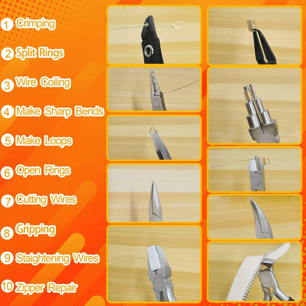 10 PCS Jewelry Pliers Set for Jewelry Making, Repair and Wire Wrapping