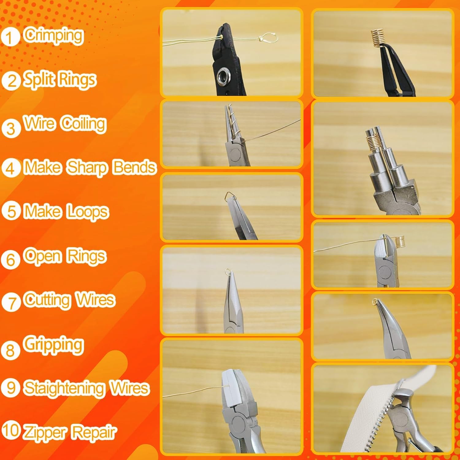 10 PCS Jewelry Pliers Set for Jewelry Making, Repair and Wire Wrapping