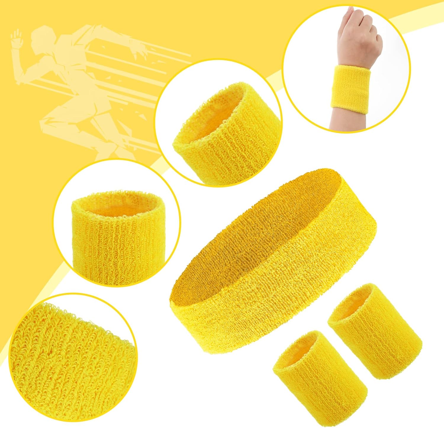 Civaner 12 Pcs Sweatbands Headbands Wristband Set Men Women