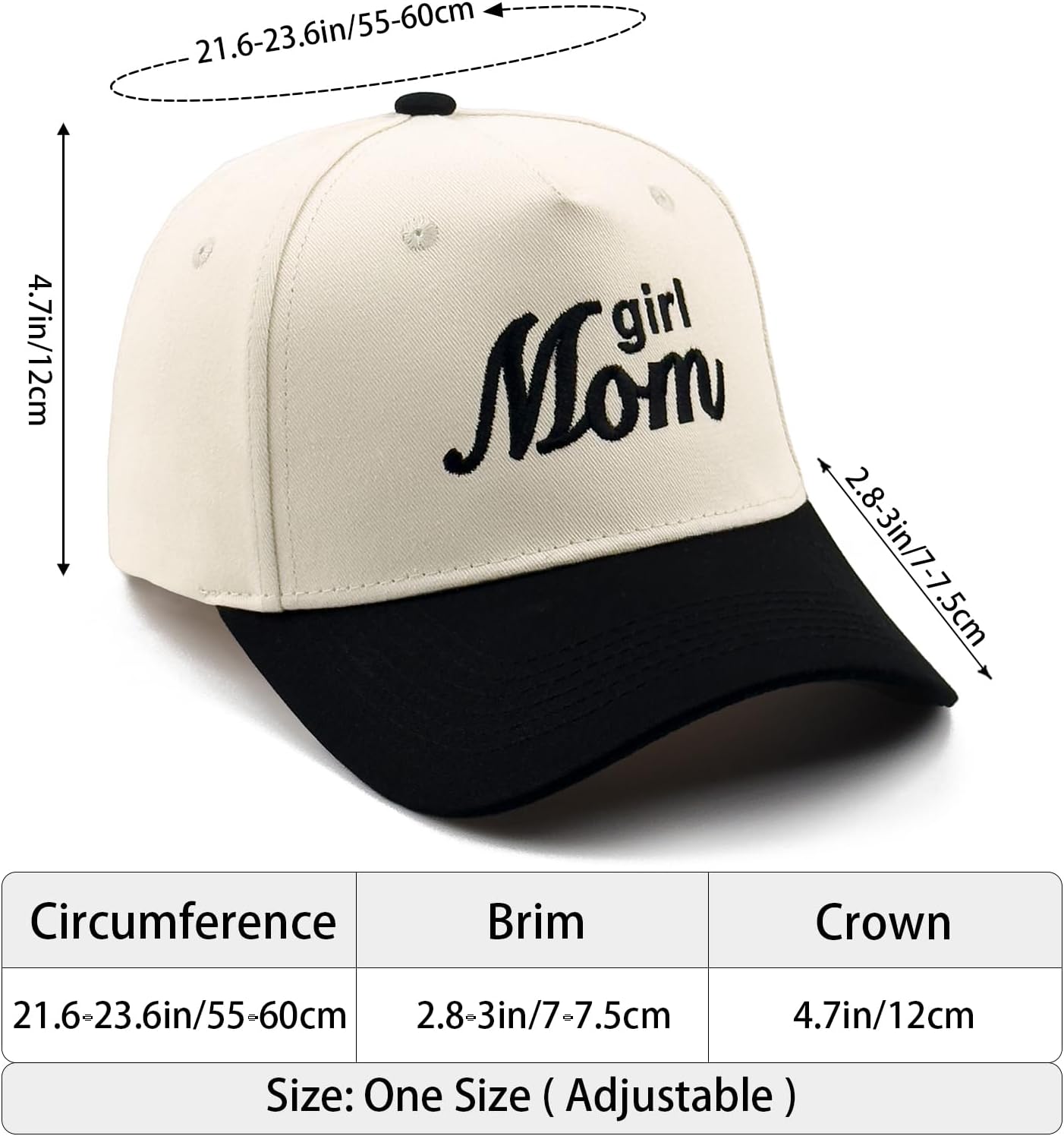 Embroidered Boy Girl Dad Mom Two-Tone Baseball Cap, Classic Dad Hat for Men Women His Her, Family Theme Gift Ideas