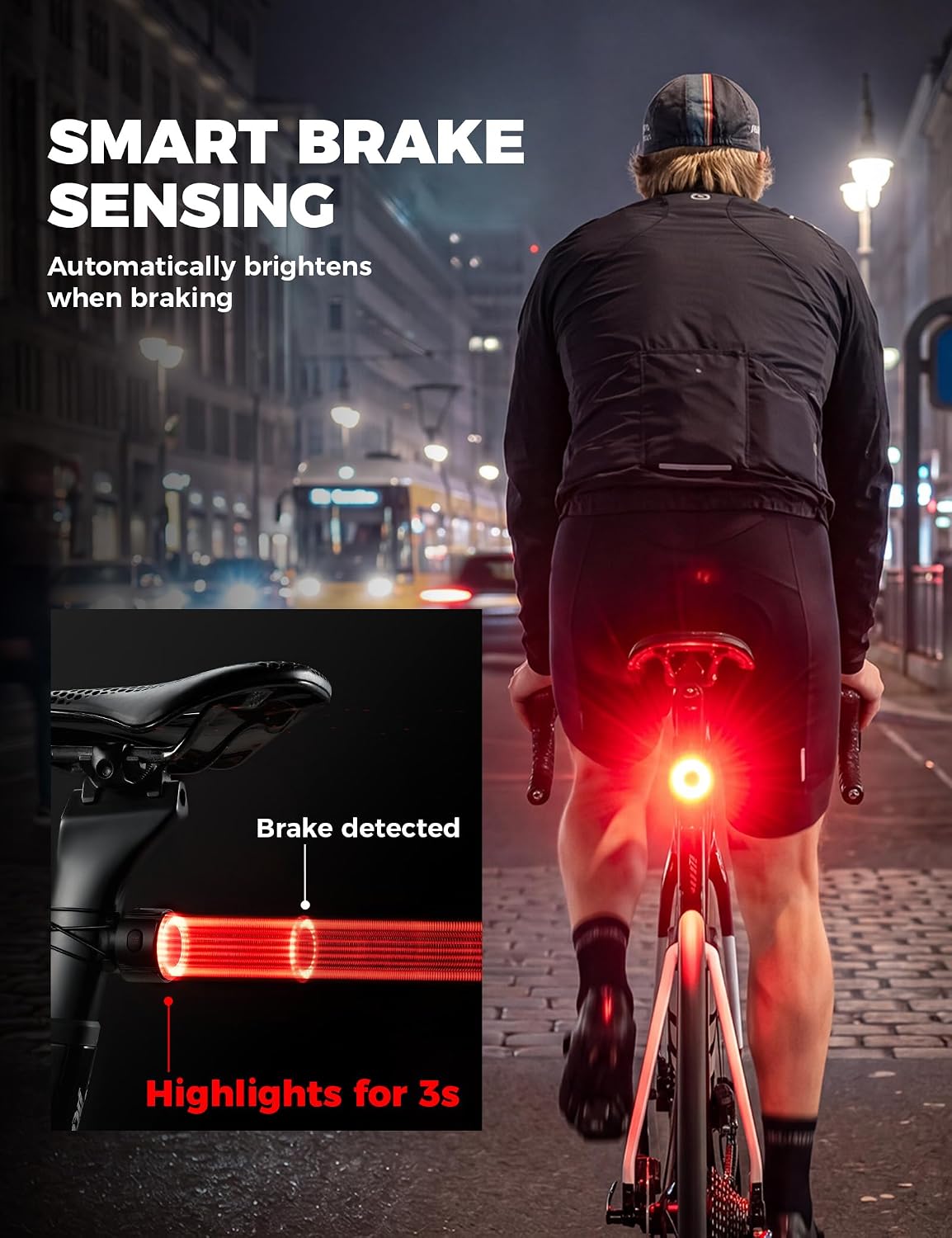 ROCKBROS Smart Bike Tail Light Brake Sensor Rear Light Type-C Battery