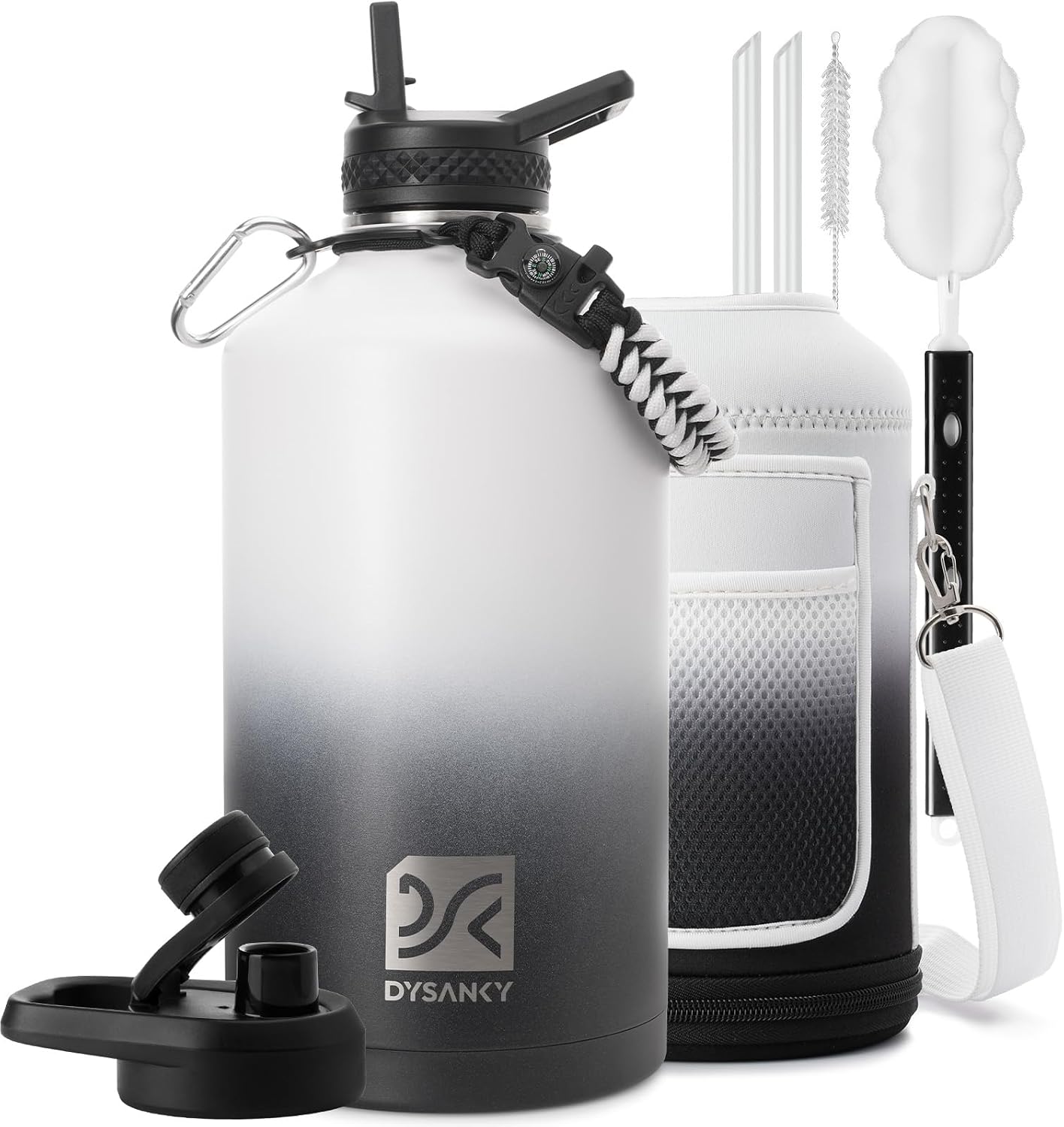 DYSANKY 1 Gallon Insulated Water Bottle w/Straw & Portable Carrier Bag