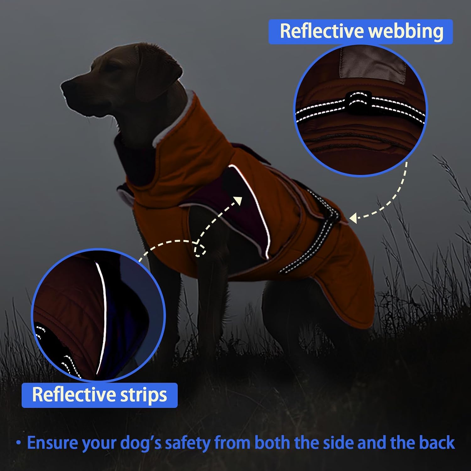 MIGOHI Cozy Small Dog Coat - Reflective Dog Coat for Small Dogs,Fleece Winter Coats Jacket for Dogs with Leash Hole,Snowproof Thick Puppy Clothes,Pomeranian,Chihuahua,XS,Orange