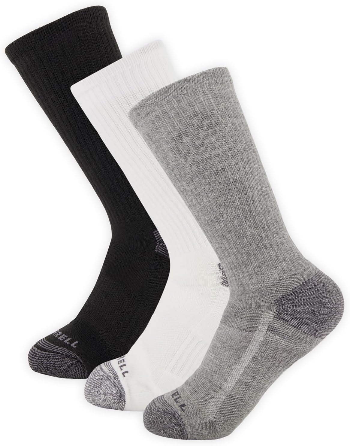 Merrell Unisex Eco Cushioned Crew Socks, Recycled Sustainable Hiker With Targeted Cushion