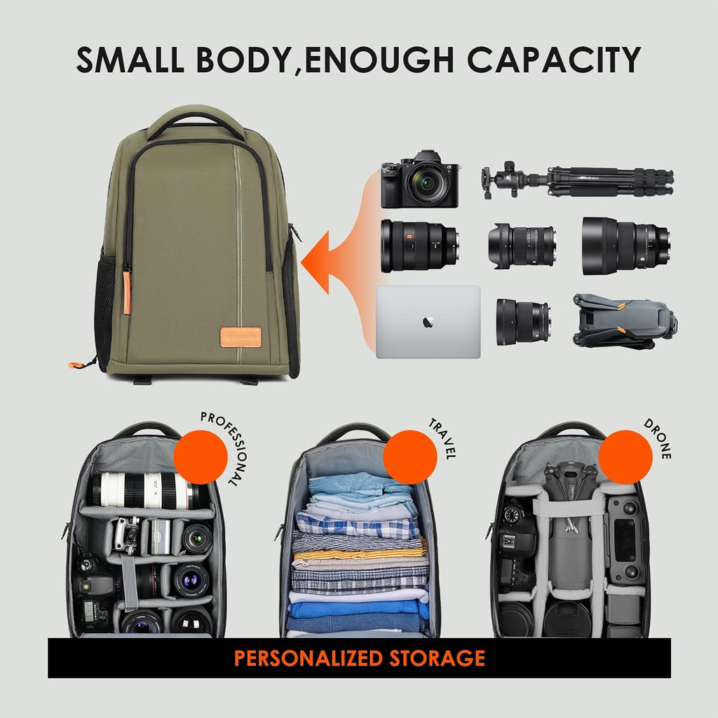 TARION Camera Backpack for Photographers Compact 15L, TB04 Green