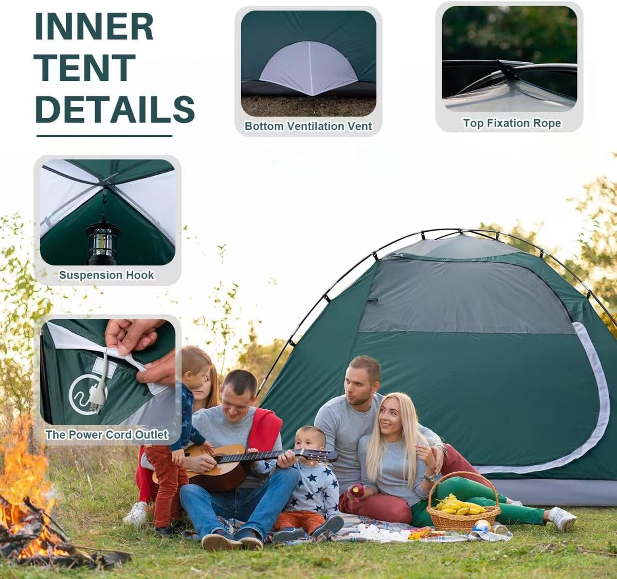 JELUCAMP 1/2/4/6 Person Dome Tents for Camping Lightweight Backpacking Tent
