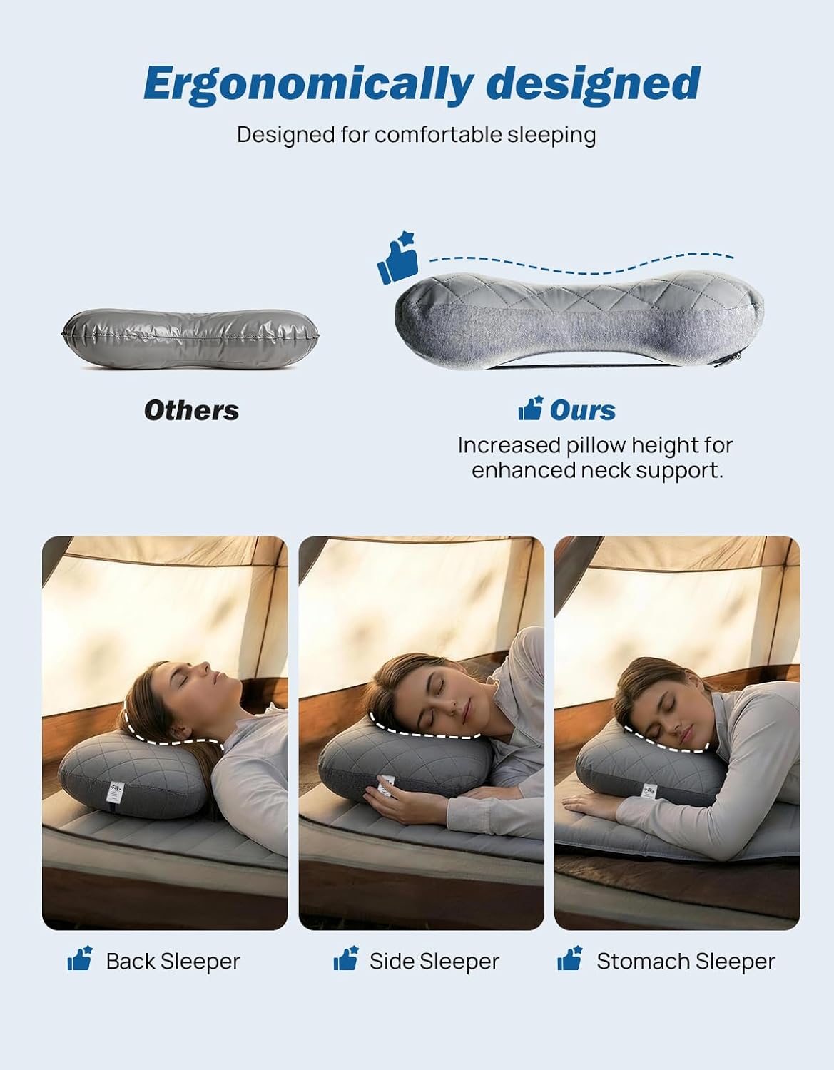 JOYTUTUS Inflatable Camping Pillow Ultralight for Travel, Camping, Hiking