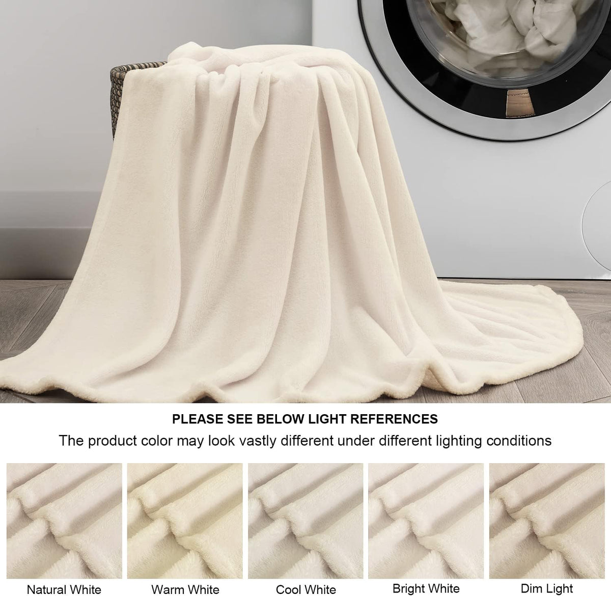 BEDELITE Fleece Blanket Soft Plush Throw for Couch Beige 50"x60"