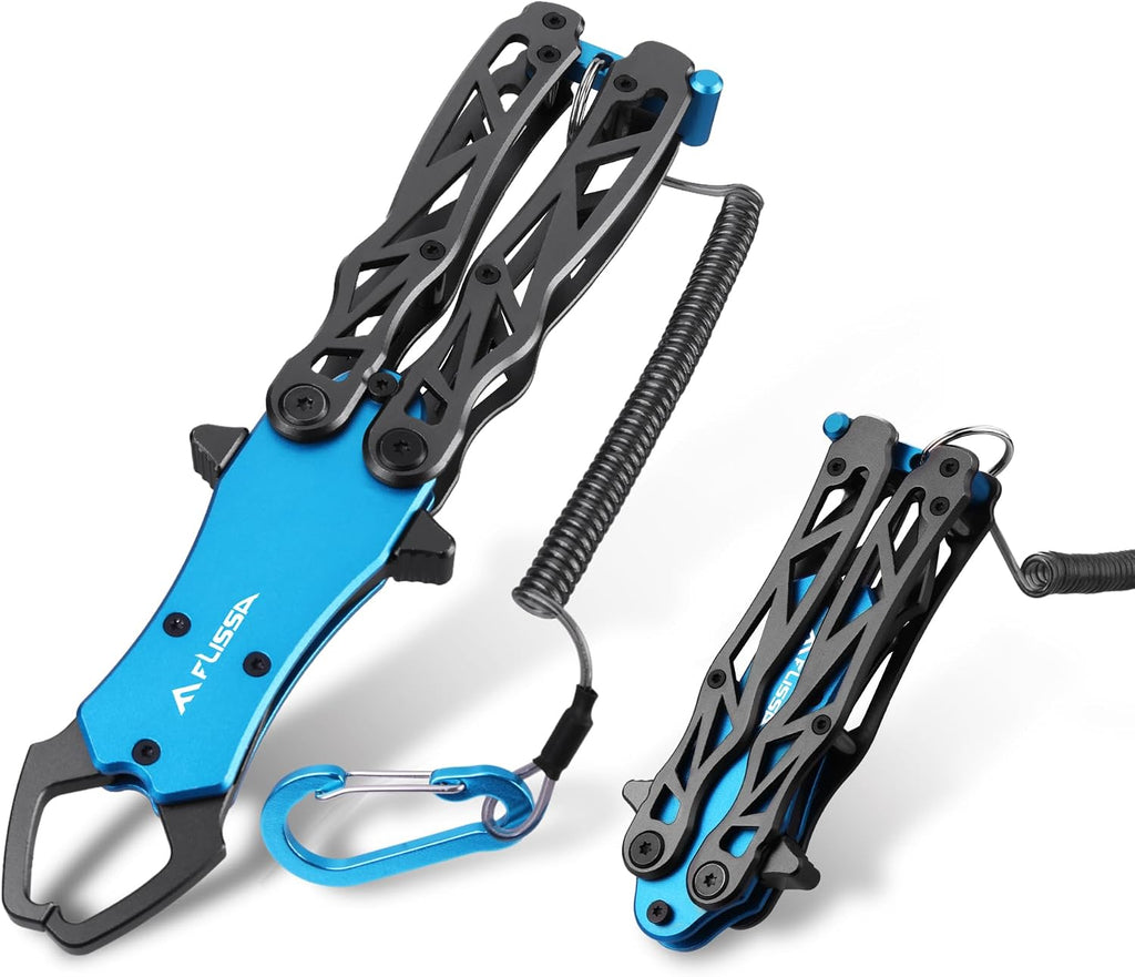FLISSA Folding Fish Gripper with Lanyard, Portable Fish Grabber