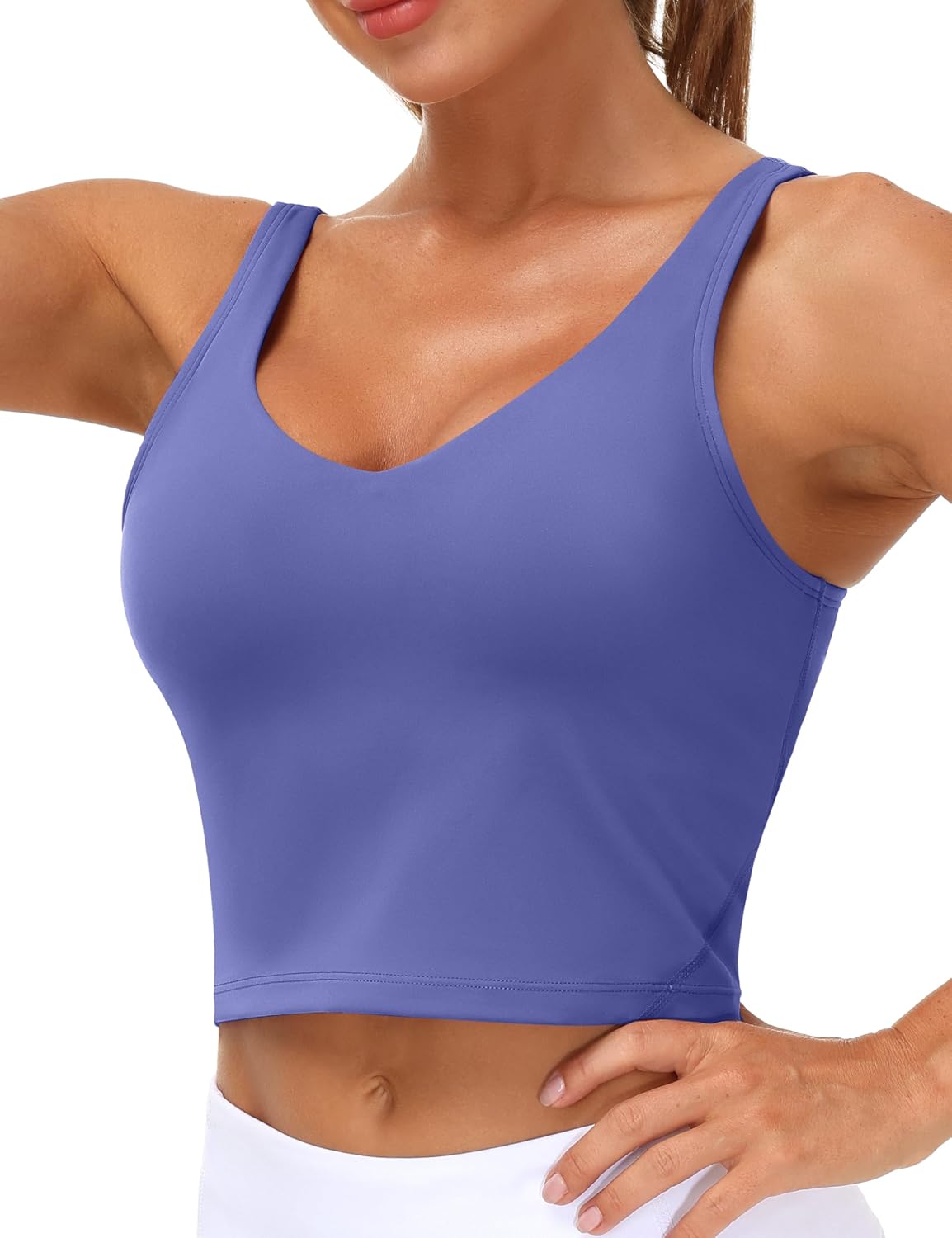 THE GYM PEOPLE Women’s Longline Sports Bra Wirefree Padded Medium Support Yoga Bras Gym Running Workout Tank Tops