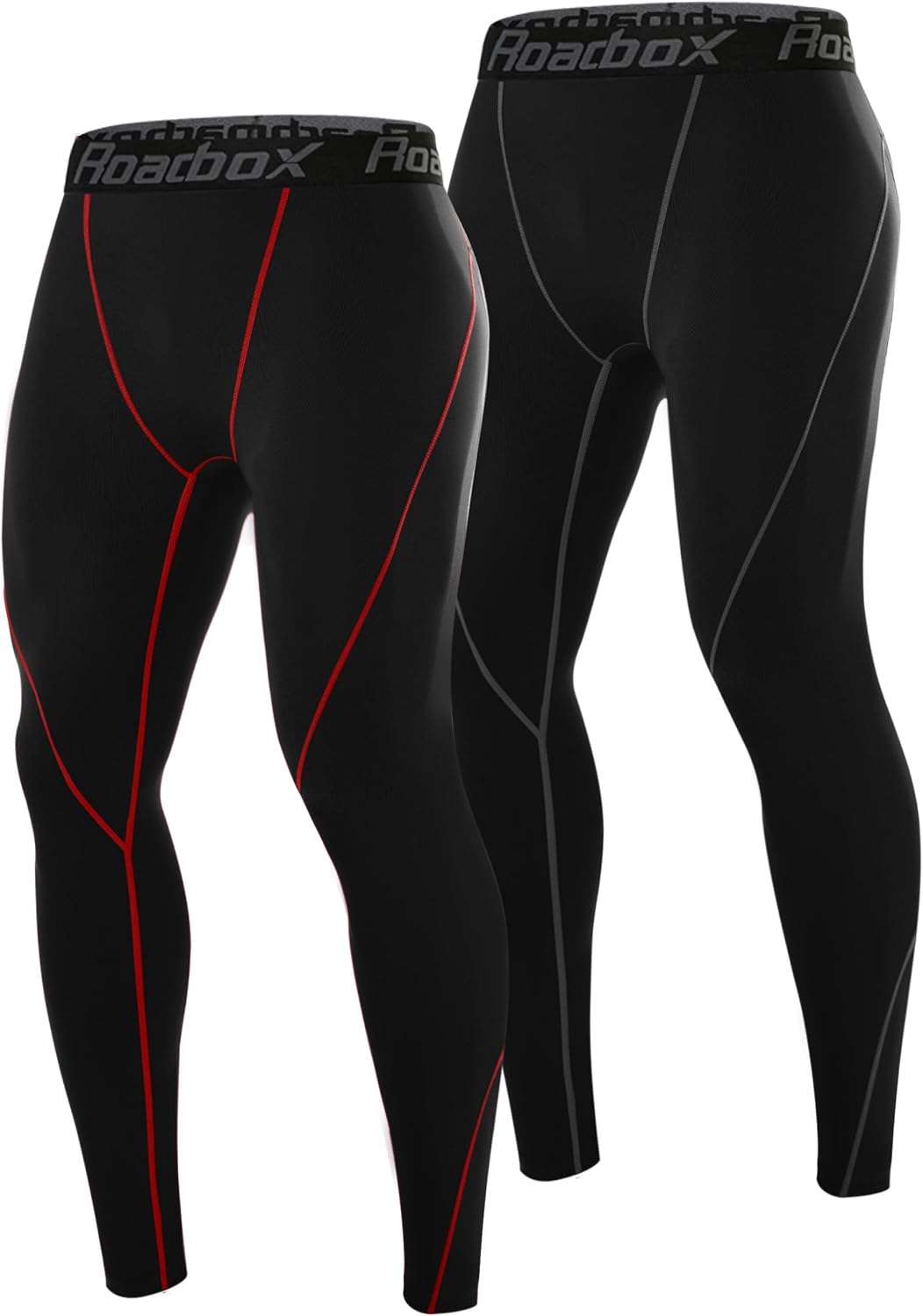 Roadbox 2 Pack Men's Compression Pants, Quick Dry Running Tights Leggings